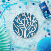 Weiße Korallen auf blauem Wasser Pappteller (Party)
