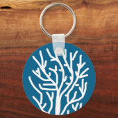 Weiße Korallen auf blauem Wasser Schlüsselanhänger (Vorderseite)