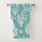 Weiße Korallen und Meeresgrün Badhandtuch Set (Insitu)