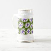 Weiße Kornblumen Muster Bierglas (Vorderseite Links)