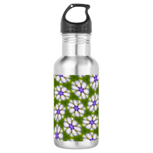 Weiße Kornblumen Muster Edelstahlflasche
