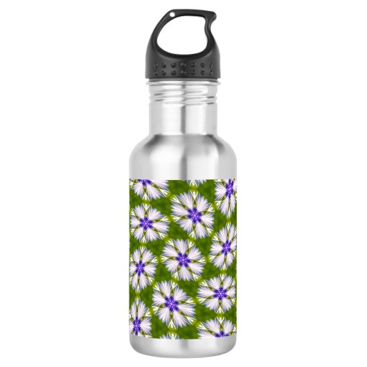 Weiße Kornblumen Muster Edelstahlflasche (Vorderseite)
