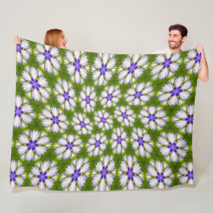 Weiße Kornblumen Muster Fleecedecke