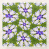 Weiße Kornblumen Muster Glasuntersetzer (Vorderseite)