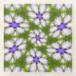 Weiße Kornblumen Muster Glasuntersetzer