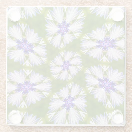 Weiße Kornblumen Muster Glasuntersetzer (Rückseite)