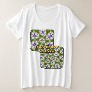 Weiße Kornblumen Muster Große Größe T-Shirt