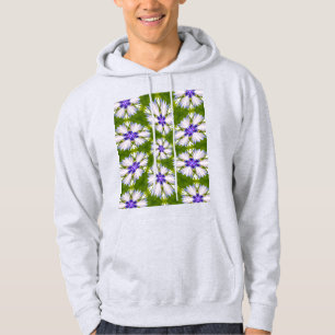 Weiße Kornblumen Muster Hoodie