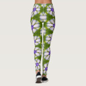 Weiße Kornblumen Muster Leggings (Rückseite)