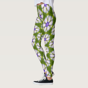 Weiße Kornblumen Muster Leggings