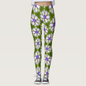 Weiße Kornblumen Muster Leggings (Vorderseite)
