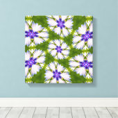 Weiße Kornblumen Muster Leinwanddruck (Insitu (Holzboden))