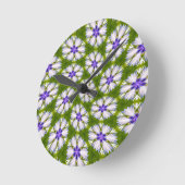Weiße Kornblumen Muster Runde Wanduhr (Winkel)