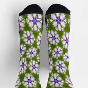 Weiße Kornblumen Muster Socken