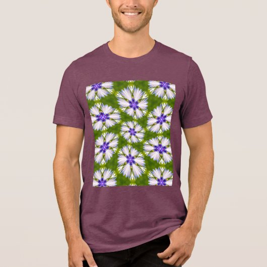 Weiße Kornblumen Muster Tri-Blend Shirt (Vorderseite)