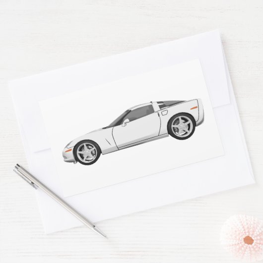 Weiße Korvette: Rechteckiger Aufkleber (Umschlag)