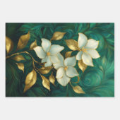 Weiße Krane und Gardenien, Kokospalmen Geschenkpapier Set (Vorderseite 3)