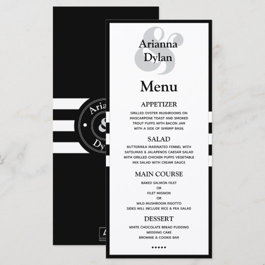 Weiße Krawatte Menükarte (Vorne/Hinten)