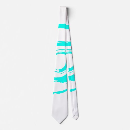 Weiße Krawatte mit Big Cyan Twirl (Vorderseite)