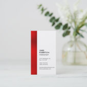 Weiße, kreative Visitenkarte mit vertikalem Rot St (Stehend Vorderseite)