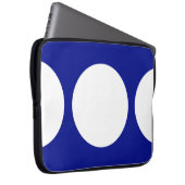 Weiße Kreise auf blau Laptopschutzhülle (Vorne Rechts)