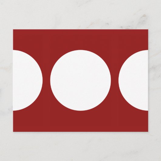 Weiße Kreise auf der roten Postkarte (Vorderseite)
