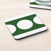 Weiße Kreise auf Grün Getränkeuntersetzer (Linke Seite)