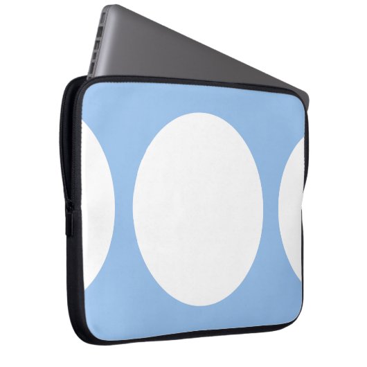 Weiße Kreise auf hellblauer Fläche Laptopschutzhülle (Vorne Rechts)