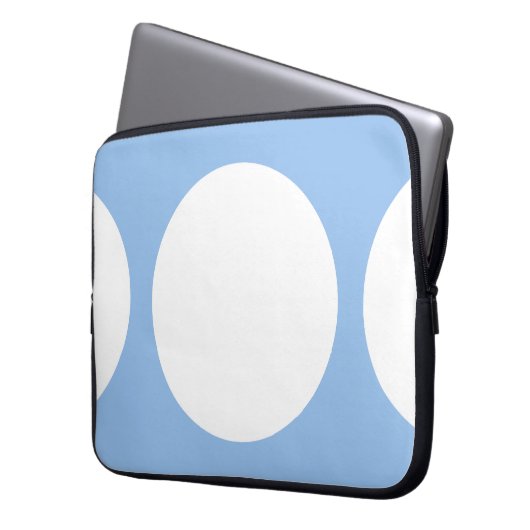 Weiße Kreise auf hellblauer Fläche Laptopschutzhülle (Vorderseite Links)