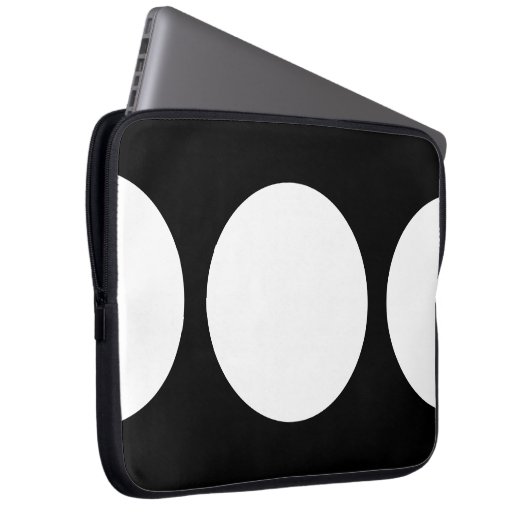 Weiße Kreise auf schwarzem Computerschlauch Laptopschutzhülle (Vorne Rechts)