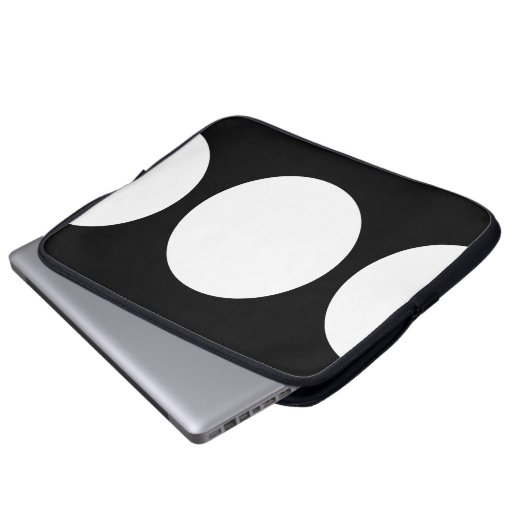 Weiße Kreise auf schwarzem Computerschlauch Laptopschutzhülle (Vorne Knopf)