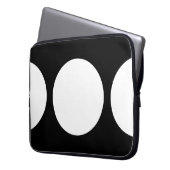 Weiße Kreise auf schwarzem Computerschlauch Laptopschutzhülle (Vorderseite Links)