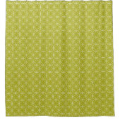Weiße Kreise Quadrate auf Avocado Green Mitte des  Duschvorhang (Vorderseite)