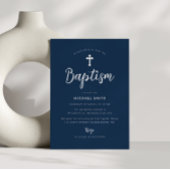 Weiße Kreuzmoderne Taufeinladung Einladung