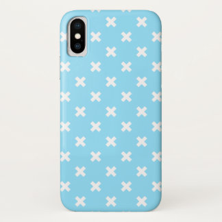 Weiße Kreuzstiche auf Babyblau Case-Mate iPhone Hülle