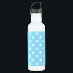 Weiße Kreuzstiche auf Babyblau Edelstahlflasche<br><div class="desc">Weiße Kreuzstiche auf Babyblau</div>