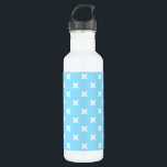Weiße Kreuzstiche auf Babyblau Edelstahlflasche<br><div class="desc">Weiße Kreuzstiche auf Babyblau</div>