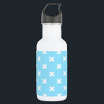 Weiße Kreuzstiche auf Babyblau Edelstahlflasche<br><div class="desc">Weiße Kreuzstiche auf Babyblau</div>