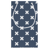 Weiße Kreuzstiche auf blau-grau Kleine Geschenktüte (Rückseite)