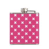 Weiße Kreuzstiche auf Fuchsia Flachmann (Rückseite)