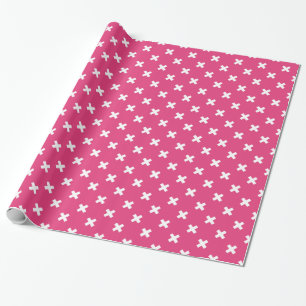 Weiße Kreuzstiche auf Fuchsia Geschenkpapier