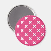 Weiße Kreuzstiche auf Fuchsia Magnet (Vorderseite/Rückseite)