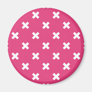 Weiße Kreuzstiche auf Fuchsia Magnet