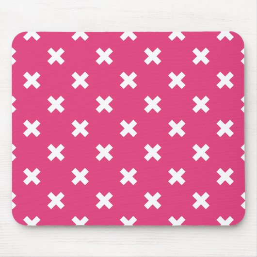 Weiße Kreuzstiche auf Fuchsia Mousepad (Vorne)