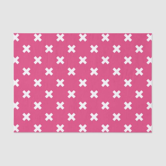 Weiße Kreuzstiche auf Fuchsia Seidenpapier (Vorderseite)