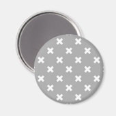 Weiße Kreuzstiche auf grau Magnet (Vorderseite/Rückseite)