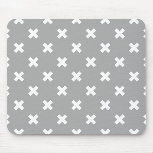 Weiße Kreuzstiche auf grau Mousepad (Vorne)