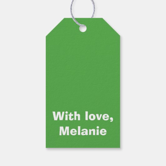 Weiße Kreuzstiche auf grün Geschenkanhänger (Rückseite)