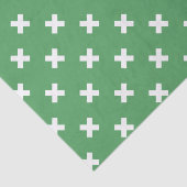 Weiße Kreuzstiche auf grün Seidenpapier (Ausschnitt)