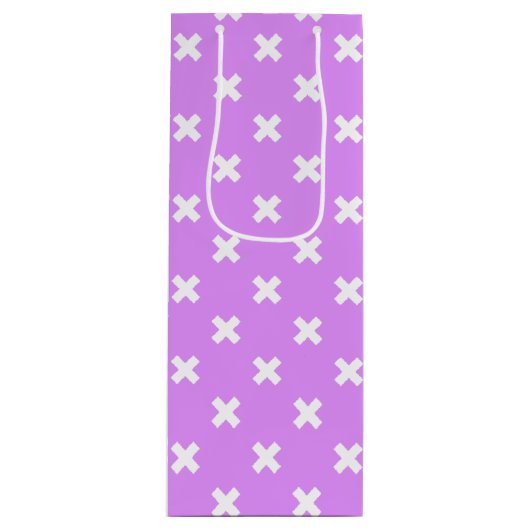 Weiße Kreuzstiche auf Lila Geschenktüte Für Weinflaschen (Vorderseite)